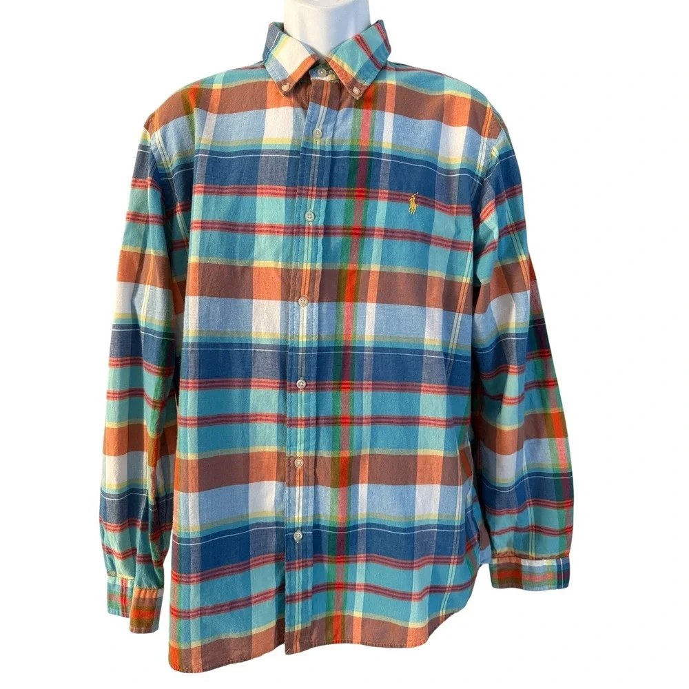 Polo Ralph Lauren‎ Indian Madras Long Sleeve Button Shirt Mens L Plaid Spring